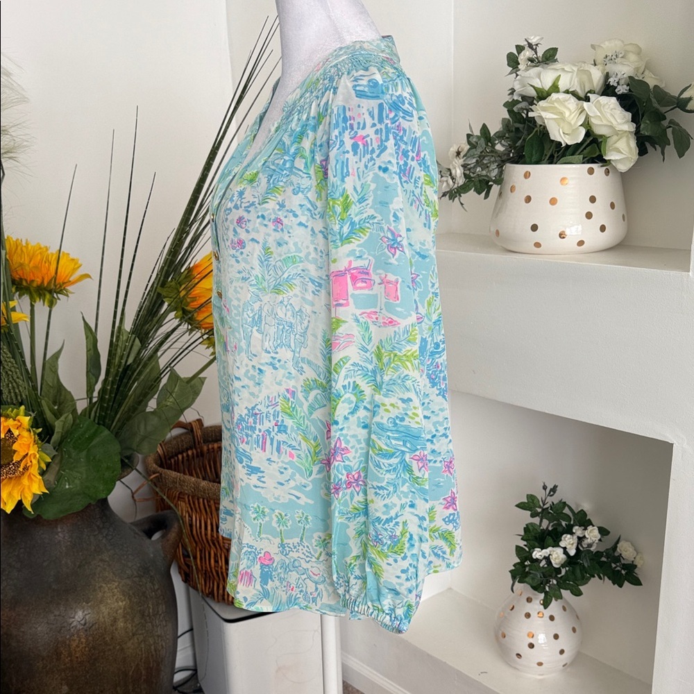 Lilly Pulitzer Pastel Floral Sheer Top - Picture 3 of 11